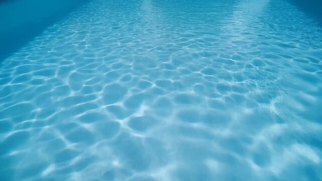 Underwater light caustics on a pool floor &ndash; Sunlight refracting through clear water creating moving caustic patterns on a bright pool surface, relaxing summer background