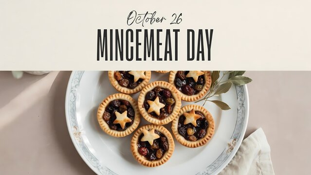 Delicious homemade mincemeat tarts on a plate for mincemeat day celebration on october 26
