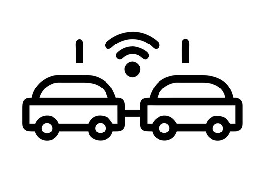 Connected autonomous vehicles icon representing smart traffic communication system
