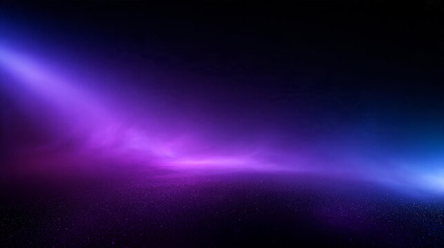 Abstract Neon Purple Spotlight with Smoke and Particles Background