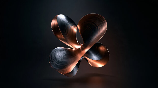 Abstract Metallic 3D Geometric Sculpture on Dark Background