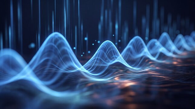 Glowing Audio Soundwave Frequency on Dark Digital Background