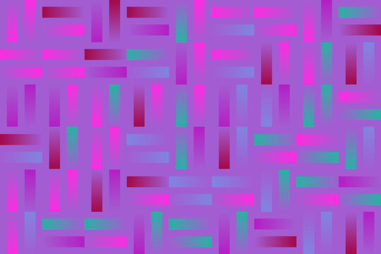 Abstract geometric pattern with colorful gradient rectangles on purple background