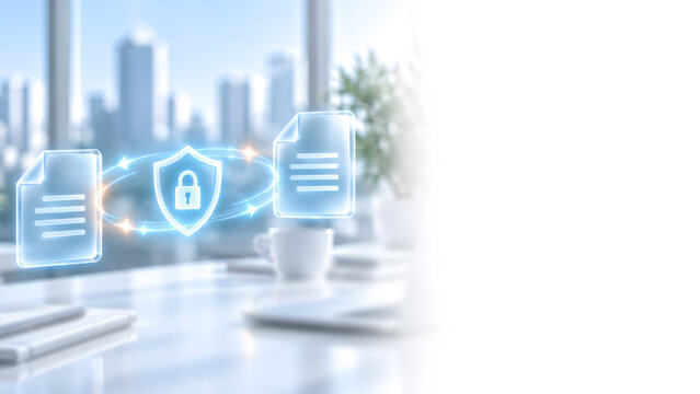 Secure Encrypted File Transfer and Document Data Exchange, Digital Technology Concept