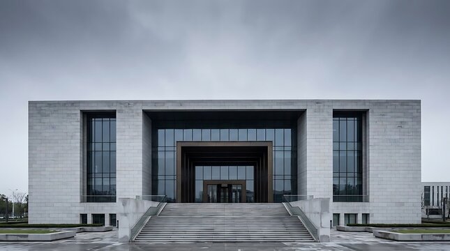 A grand modern building facade symbolizing bankruptcy chapter restructuring and corporate legal insolvency cases
