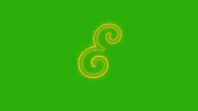 Glowing yellow swirl animation design on a vibrant green background