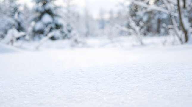 A serene winter landscape unfolds showcasing a blanket of pristine snow and frosted trees evoking the peaceful beauty and quiet magic of the