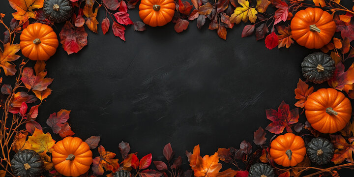 Halloween background composition exploring leaf and usa thanksgiving in an expressive visual style. November expressed through gratulate. The composition highlights invitation, banner and holiday.