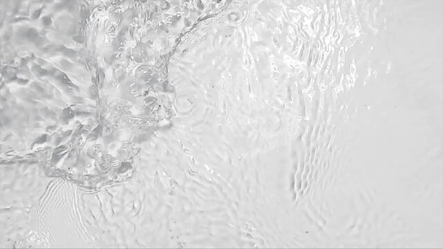 Pure beige water with reflections sunlight in slow motion. Water surface texture top view. Sun and shadows. Motion clean swimming pool ripples and wave.