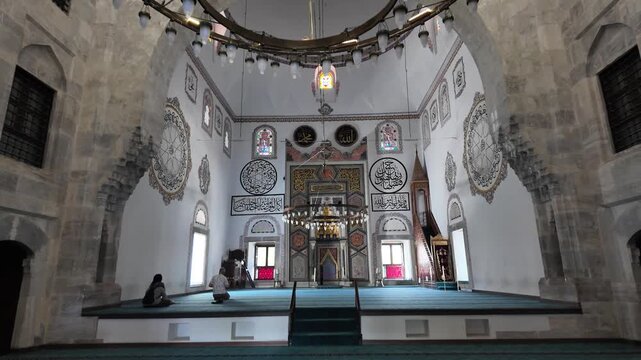 A view of the historic Yildirim Bayezid Mosque in the city of Bursa, Turkey.