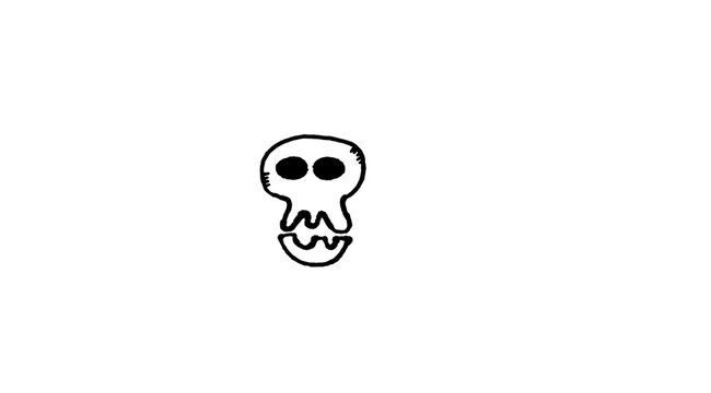 Cute Skull Doodle Brush Illustration