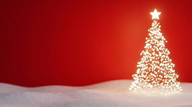 A beautifully lit christmas tree stands tall against a vibrant red background symbolizing the joy warmth and festive spirit of the holiday season