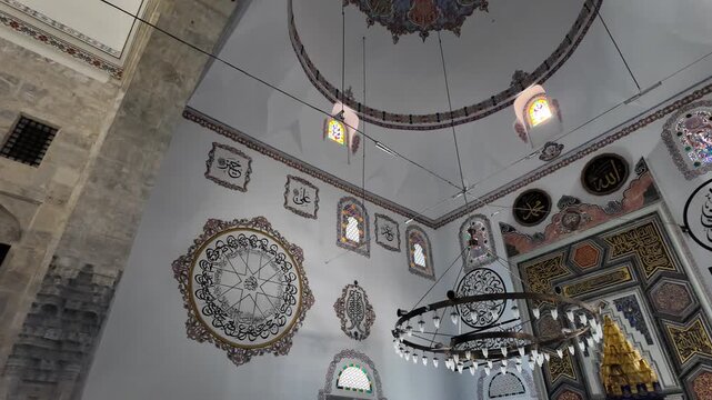 A view of the historic Yildirim Bayezid Mosque in the city of Bursa, Turkey.