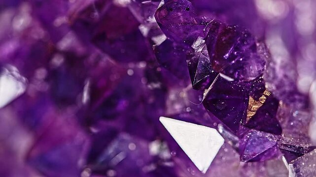 Natural amethyst crystal stone split open to reveal its beautiful purple crystalline interior and complex mineral structure.
