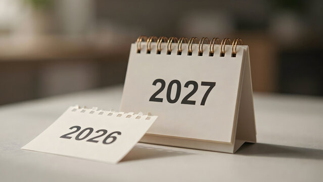 Loose-leaf calendar 2027 in one continuous line drawing. Memorable date icon for schedule, agenda and event planning, New year 2027 calender, created with generative ai
