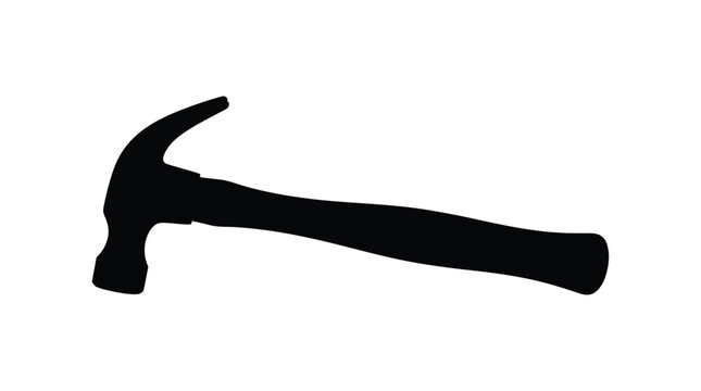 Black hammer silhouette against a white background silhouette