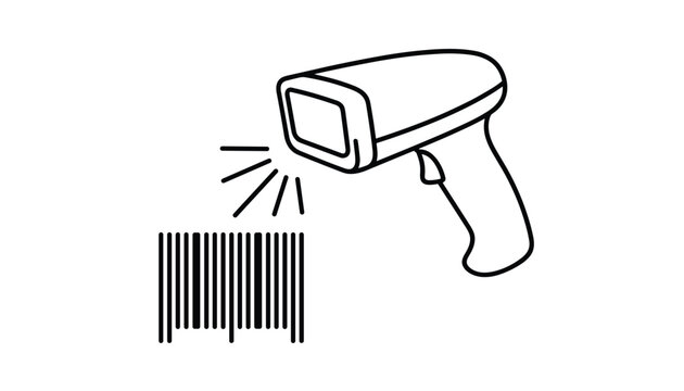 Barcode scanner scanning a code representing retail transactions, stock inventory management, and product pricing.