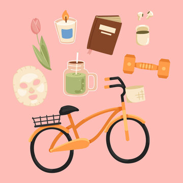 Cole&ccedil;&atilde;o de &iacute;cones de vida fitness, bem-estar e hobbies