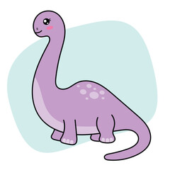 Cute Purple Dinosaur Cartoon Illustration © mascuteestudio