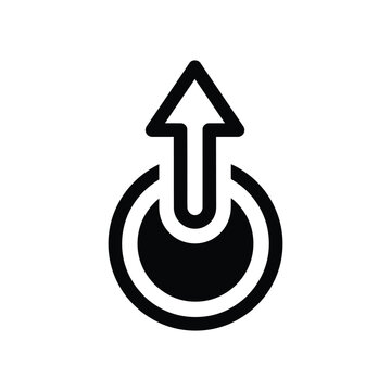 Minimalist black icon showing an upward pointing arrow inside a circular ring