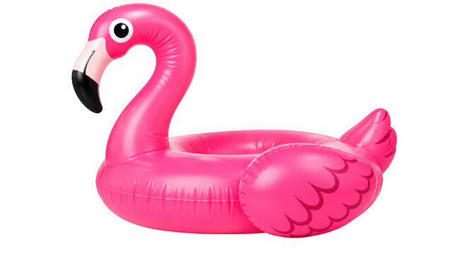 Pink flamingo pool float isolated on transparent background