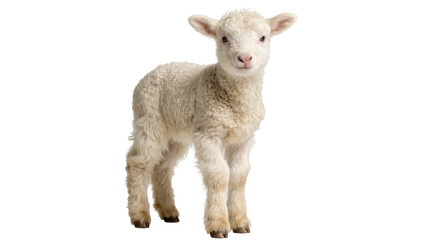 Fluffy white lamb standing, isolated on transparent background © David