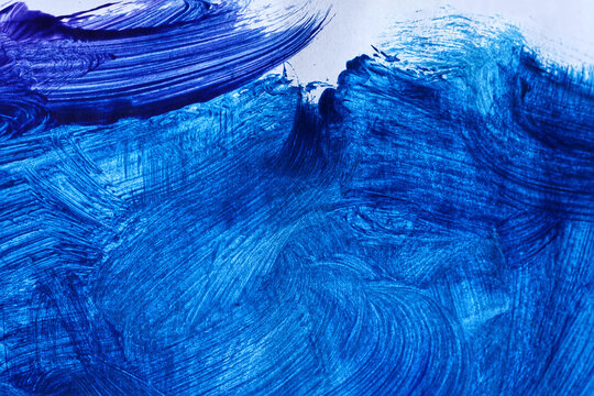 Close up of blue brush strokes in painting
