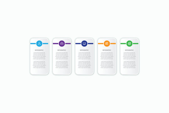 5 Step Vertical Card Business Process Infographic