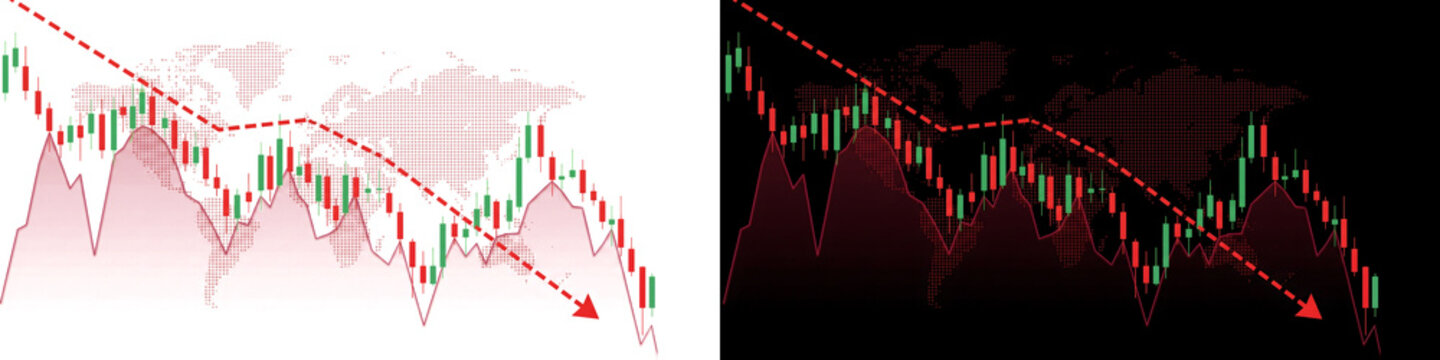 Isolated Forex Trading Loss Graph and Negative Growth Trend Overlay Elemen