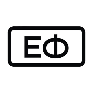 Minimalist rectangular icon featuring greek letters epsilon and phi symbol