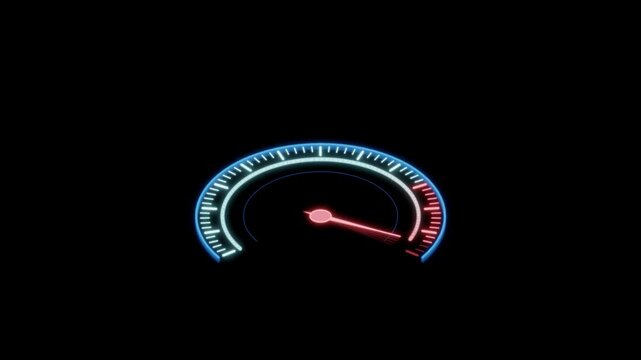 Futuristic Digital Speedometer Animation &ndash; Neon HUD Tachometer & Performance Gauge