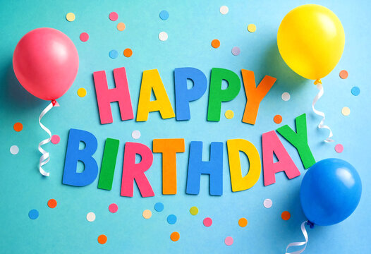 Colorful Happy Birthday Balloons Confetti Celebration Design Background