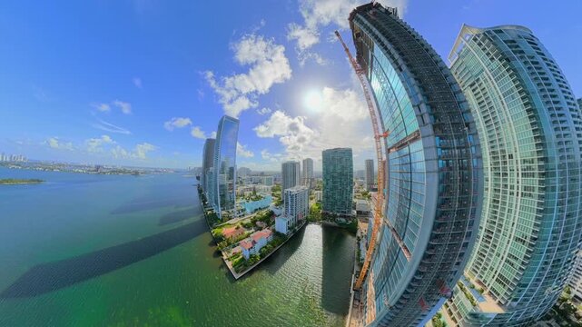 Distorted aerial video highrise skyscrapers at Edgewater Miami 2026