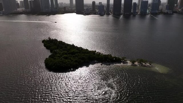 High contrast aerial video Pace Picnic Island Miami
