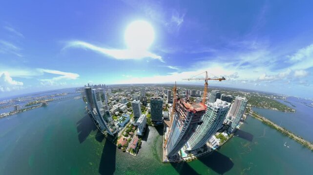 Flying over rooftops Edgewater Miami 4k 60fps