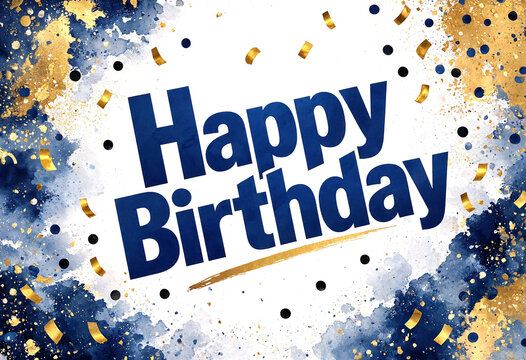 Happy Birthday Celebration Graphic Design With Confetti And Sparkles
