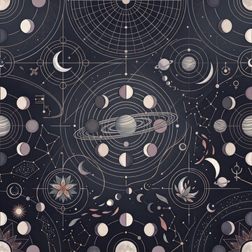 Abstract Cosmic Geometry and Orbital Seamless Pattern
