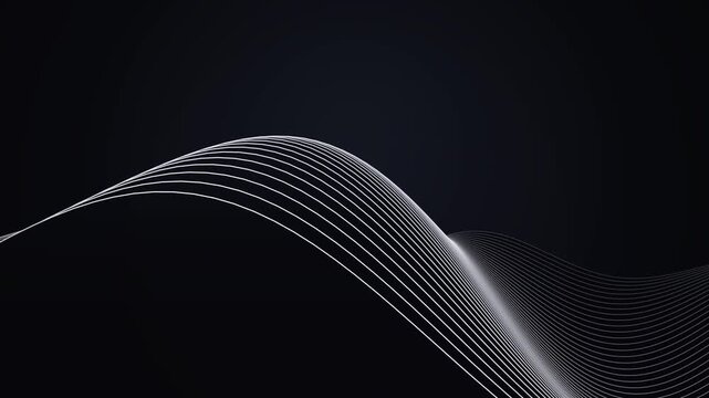 3D Parametric Topographic Wireframe Wave Landscape in Dark Modern Space 4K Background⁠