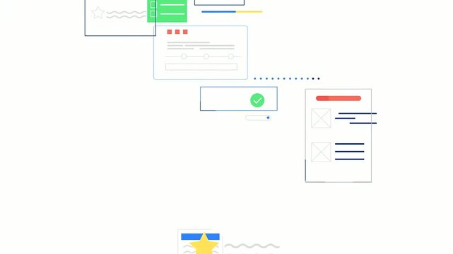 Interface design elements showing dynamic motion workflow with interactive checklists and web animation graphic components for professional digital project development tasks