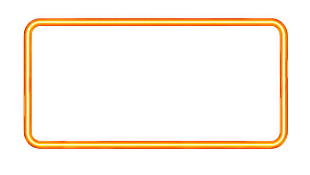 Glowing orange neon border frame isolated on transparent background