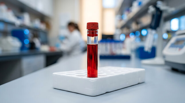 scientist conducting medical research with test tubes in a modern laboratory setting for scientific analysis and experimental