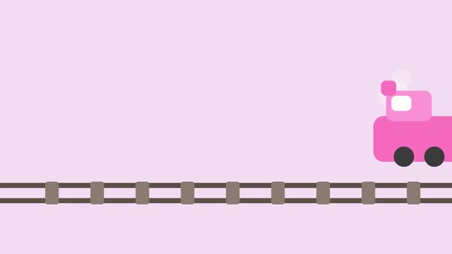 Pink toy trains moving along railway