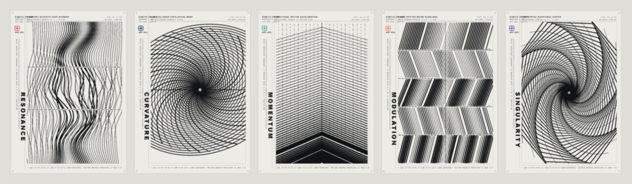 Kinetic Op Art series by a master showcases unique patterns and designs in a gallery setting