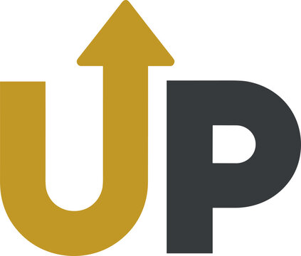 UP Lettering Logo Vector Design with Arrow Integration for Growth Financial Success and Progress