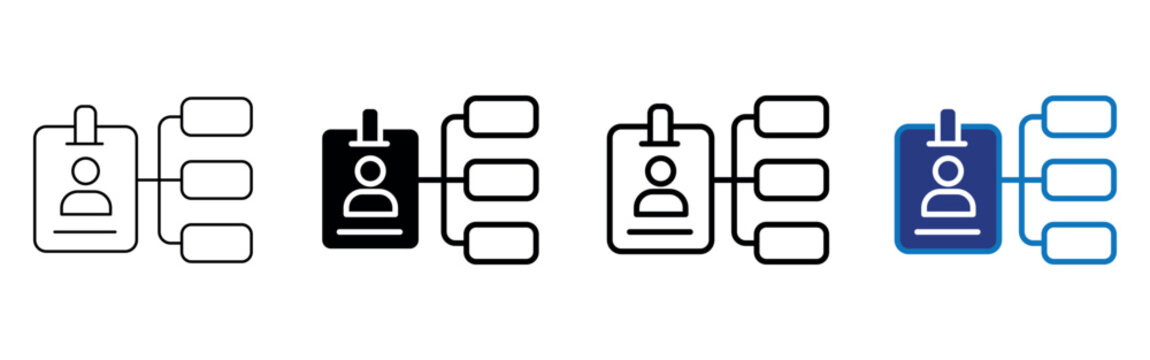 User role assignment icon showing a user profile connected to multiple options, representing role management, permissions, access levels, and organizational user administration.