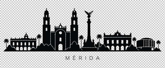 Fototapeta premium Mrida mexico city skyline silhouette