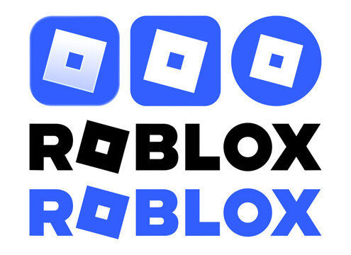 Set of Roblox mobile app icons isolated on transparent background. Representing the Roblox gaming platform, mobile gaming and digital entertainment. Illustrative editorial. High resolution