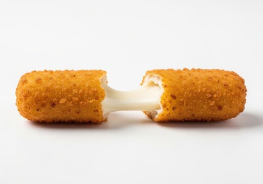 Bite taken out of golden breaded cheese tater tot