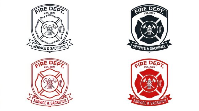 Fire department service and sacrifice logo set