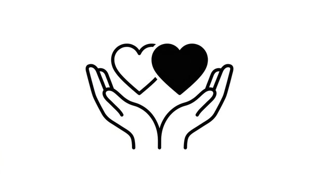 Hands holding two different hearts icon